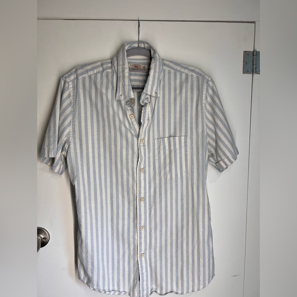 Faherty Light Blue and White Striped Shirt